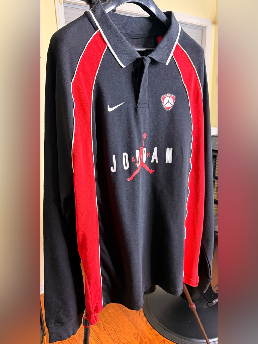 Gorgeous Jordan Black and Red Long-Sleeve
Crewneck Polo Shirt!!!